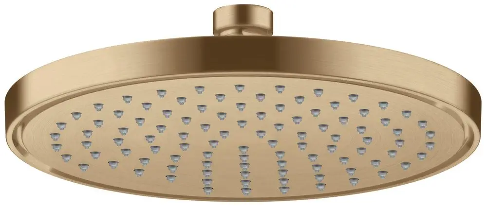 Kopfbrause in gebürstetem Bronze-Finish mit mehreren Düsen, montiert an einem zentralen Anschluss, präsentiert von AXOR.